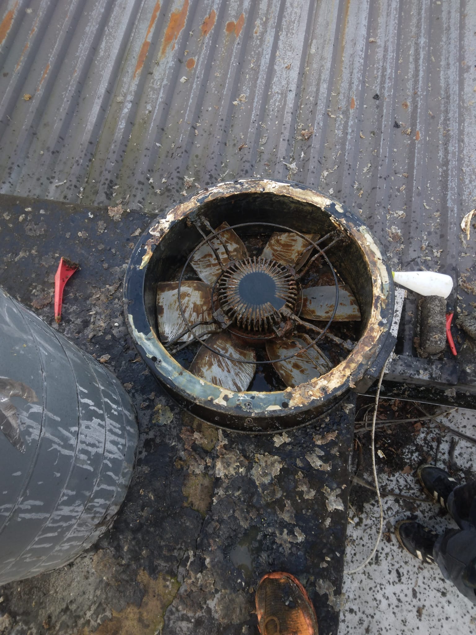 Dirty kitchen extract fan before cleaning