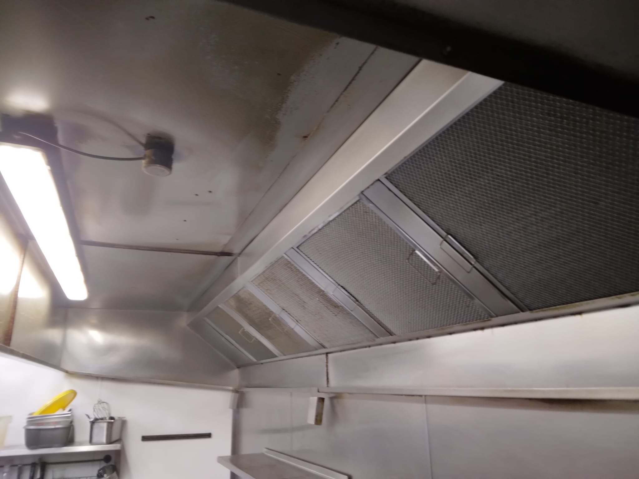 Commercial kitchen showing built up grease